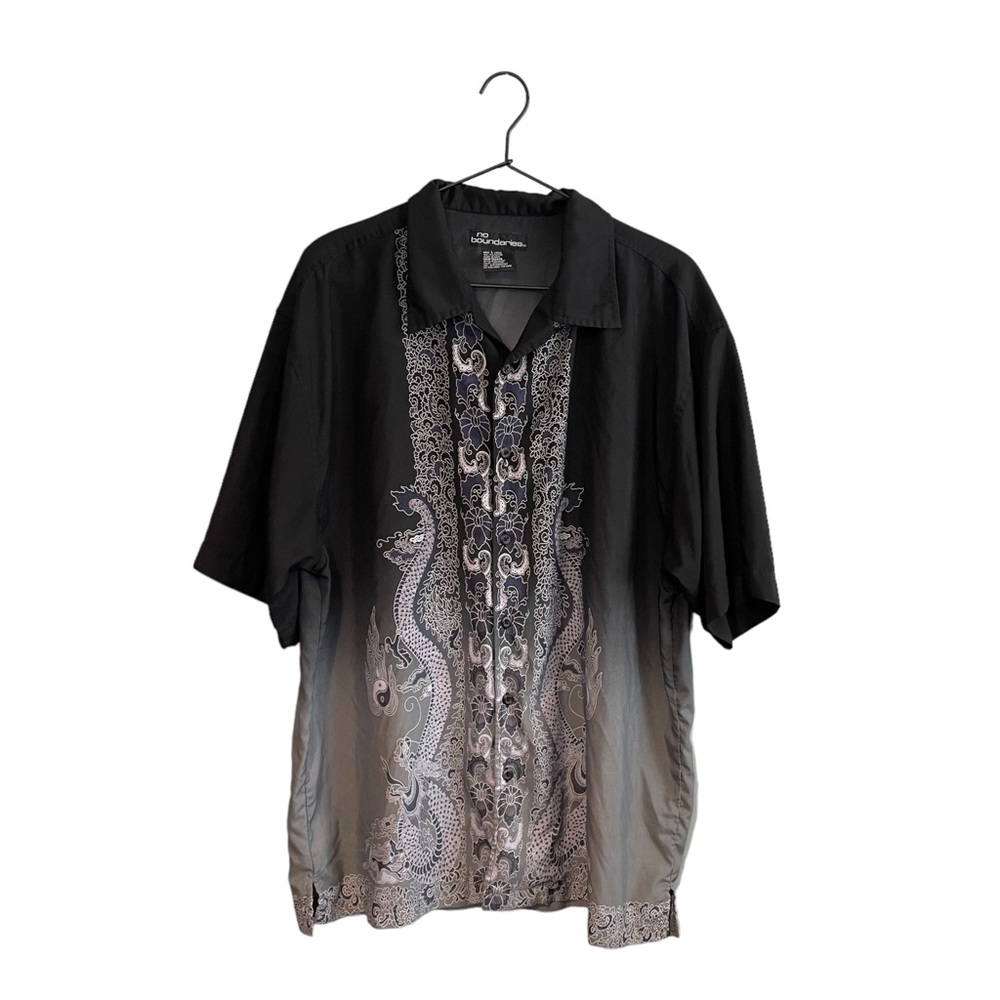 No Boundaries Black and Gray Casual Button Down Shirt